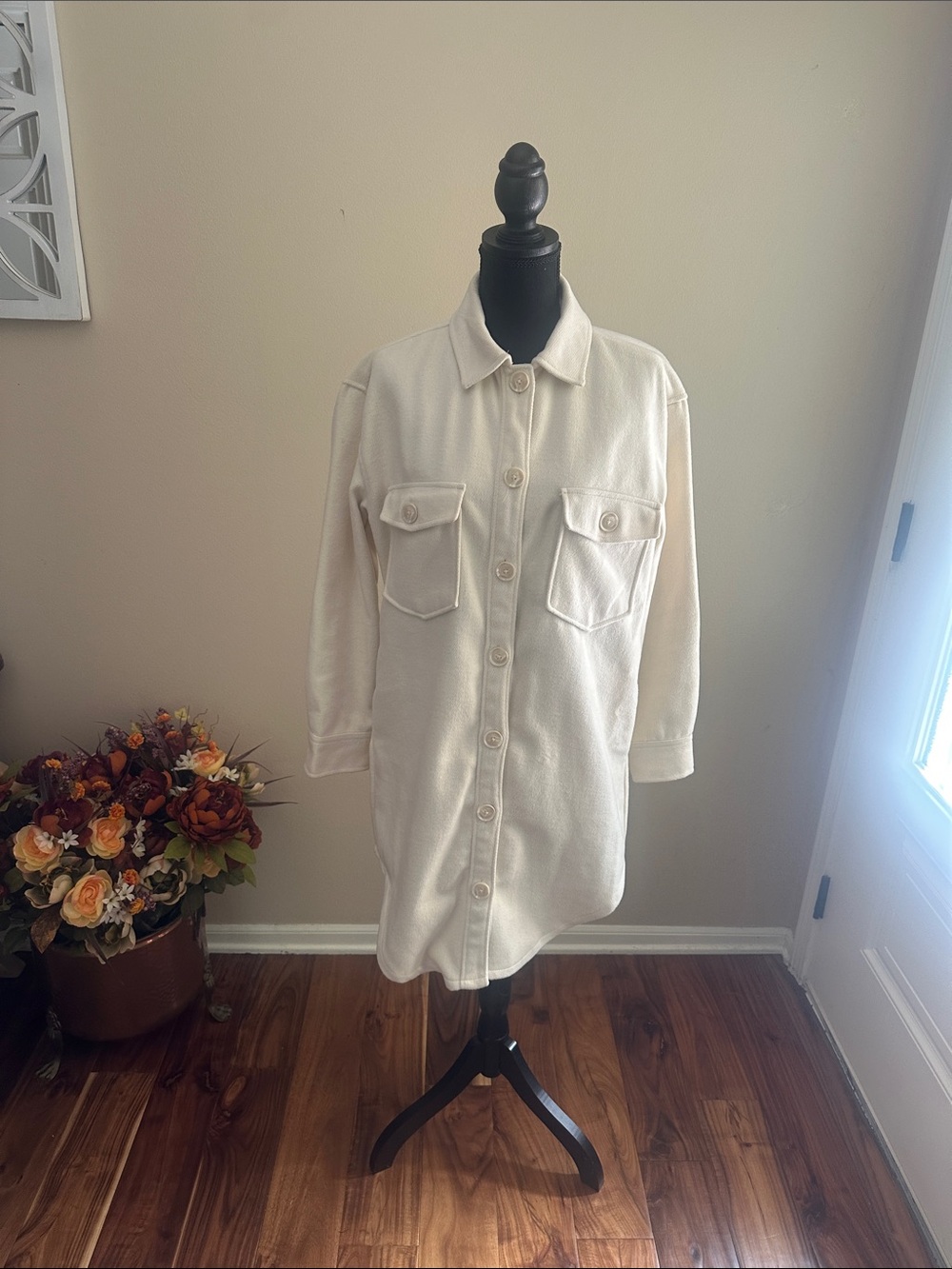Falls Creek❤️Cream Button-Front Utility Shirt Jacket S